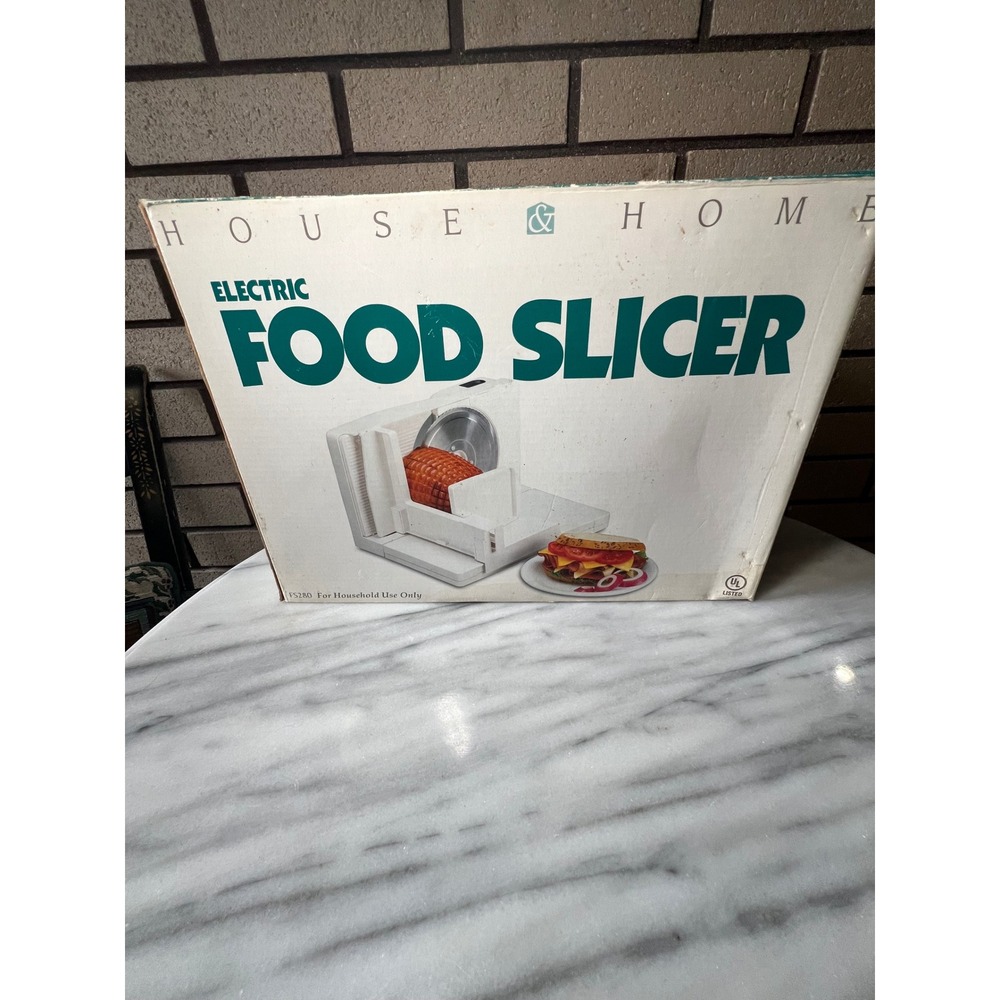 House & Home Electric Food Slicer FS280 White Kitchen Appliance w/  Manual WORKS